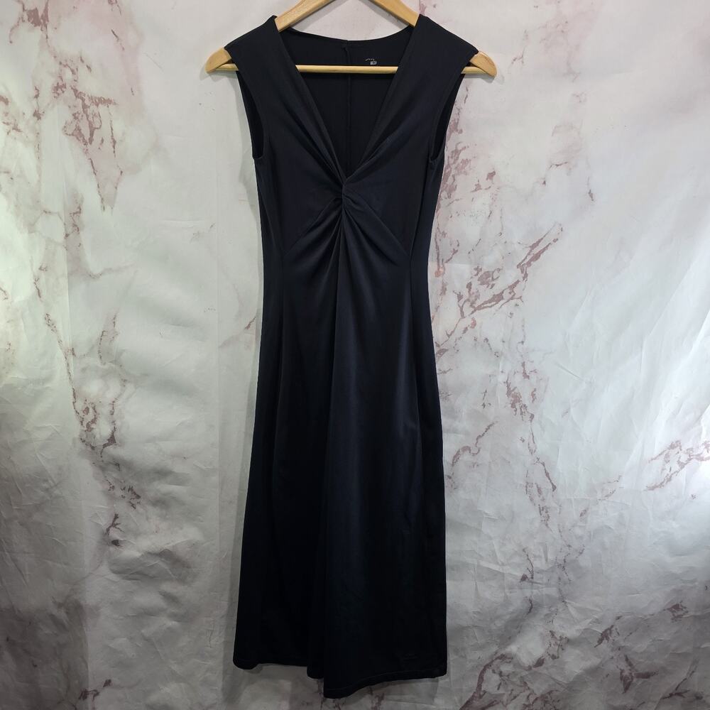 Patagonia Dress Womens Small Black Midi Long Twist Front V Neck Vintage Cap